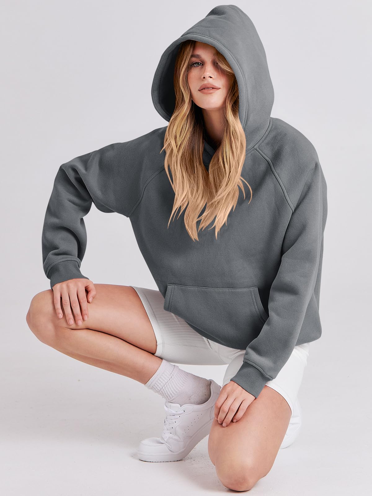 ANRABESS Women Oversized Hoodies Sweatshirt Long Sleeve Fleece Pullover Top 2024 Fall Trendy Outfits Teen Girl Preppy Clothes Grey Small