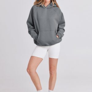 ANRABESS Women Oversized Hoodies Sweatshirt Long Sleeve Fleece Pullover Top 2024 Fall Trendy Outfits Teen Girl Preppy Clothes Grey Small