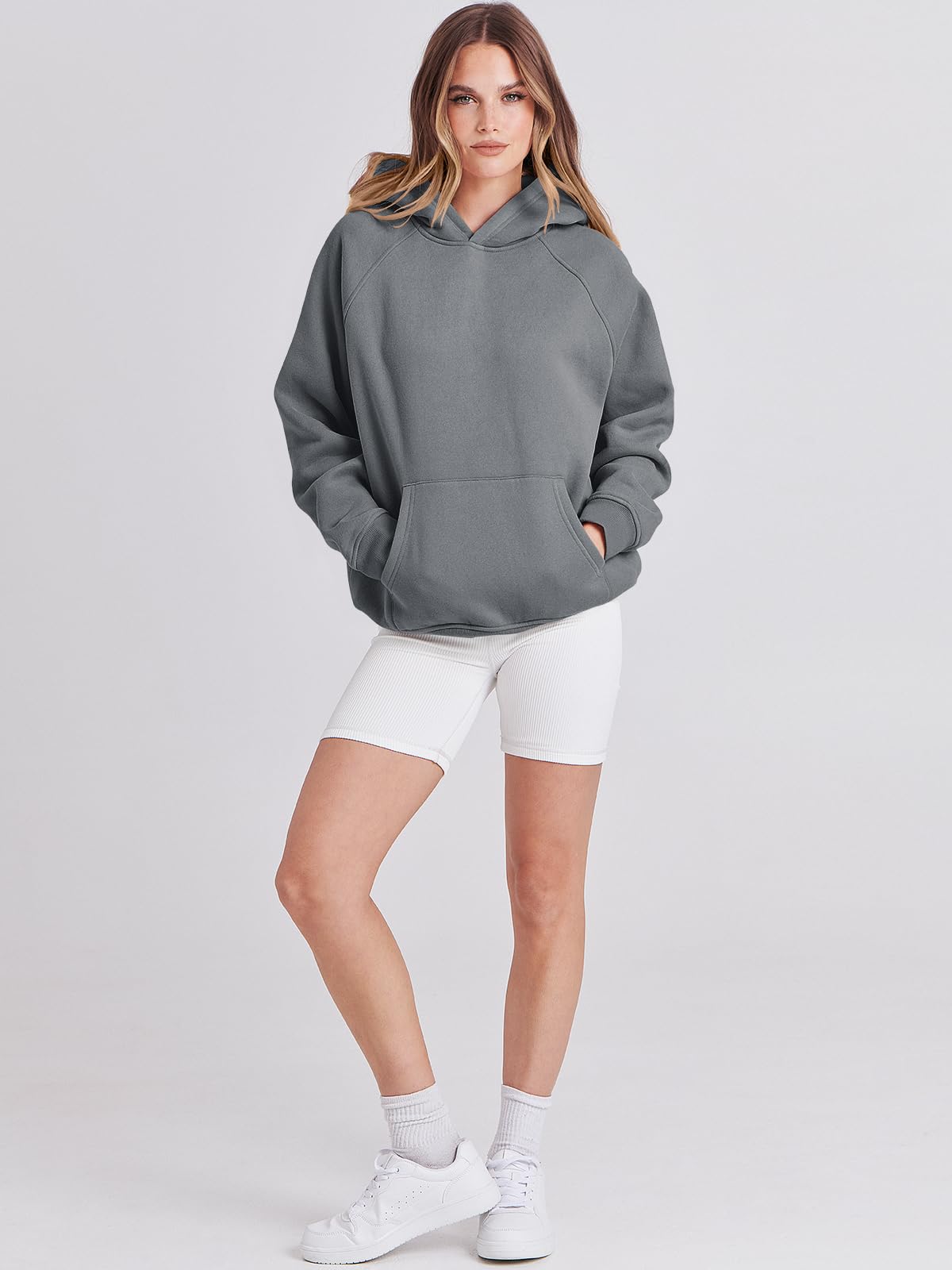 ANRABESS Women Oversized Hoodies Sweatshirt Long Sleeve Fleece Pullover Top 2024 Fall Trendy Outfits Teen Girl Preppy Clothes Grey Small