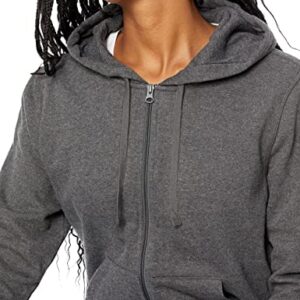 Amazon Essentials Women's French Terry Fleece Full-Zip Hoodie (Available in Plus Size), Dark Grey Heather, Large