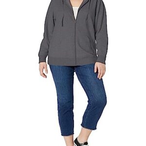 Amazon Essentials Women's French Terry Fleece Full-Zip Hoodie (Available in Plus Size), Dark Grey Heather, Large