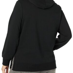 Amazon Essentials Women's French Terry Hooded Tunic Sweatshirt, Black, Large