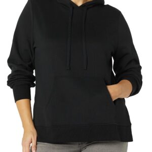 Amazon Essentials Women's French Terry Hooded Tunic Sweatshirt, Black, Large