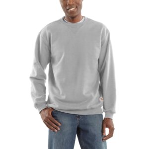 carhartt men's midweight crewneck sweatshirt,heather gray,large