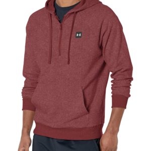 Under Armour Mens Rival Fleece 1/2 Zip Hoodie, (690) Chestnut Red Light Heather / / Onyx White, Small