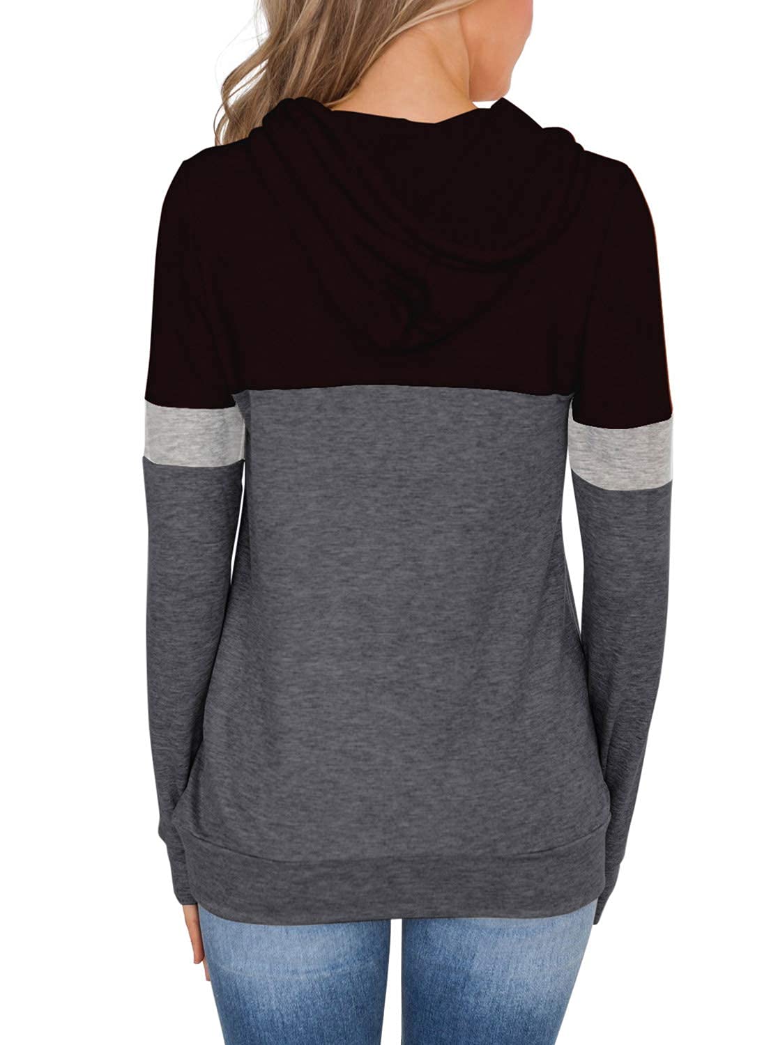 MixShe Women's Long Sleeve Sweatshirts - Lightweight Hoodies, Casual Tunics and Tees in Black and Gray