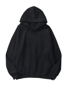 safrisior oversized hoodies for women and men couples fleece basic solid hooded sweatshirt pullover jackets black