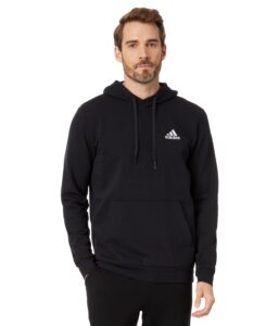 adidas men's essentials fleece hoodie, black/white, x-large