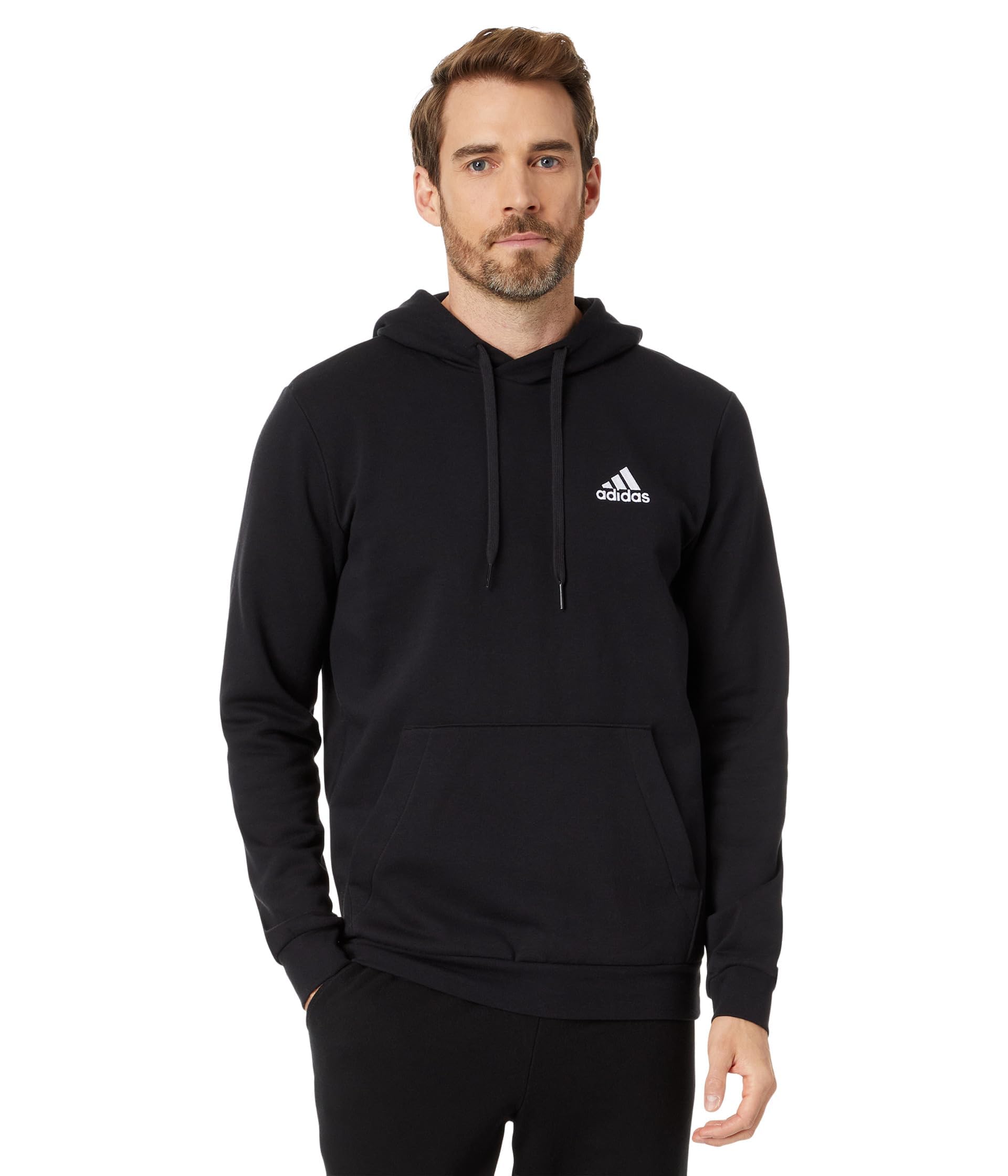 adidas Men's Essentials Fleece Hoodie, Black/White, X-Large