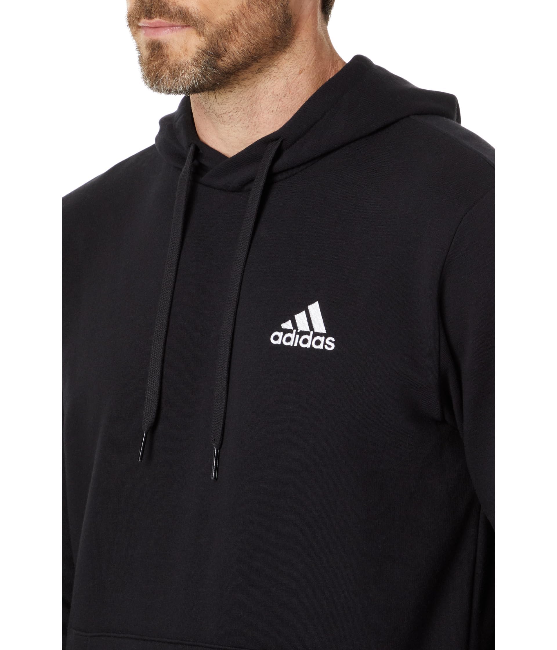 adidas Men's Essentials Fleece Hoodie, Black/White, X-Large