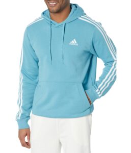 adidas men's essentials fleece 3-stripes hoodie, preloved blue, 3x-large