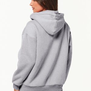 Caracilia Womens Zip Up Hoodies Oversized Long Sleeve Sweatshirts Y2K Hoodie for Teen Girls 2024 Fall Jacket Preppy Clothes Light Grey Large