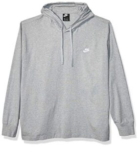 nike men's sportswear club jersey pullover hoodie, fleece hoodies for men, dark grey heather/white, xl