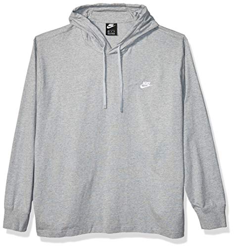 Nike Men's Sportswear Club Jersey Pullover Hoodie, Fleece Hoodies for Men, Dark Grey Heather/White, XL