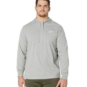 Nike Men's Sportswear Club Jersey Pullover Hoodie, Fleece Hoodies for Men, Dark Grey Heather/White, XL