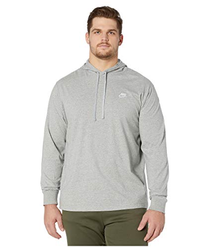 Nike Men's Sportswear Club Jersey Pullover Hoodie, Fleece Hoodies for Men, Dark Grey Heather/White, XL