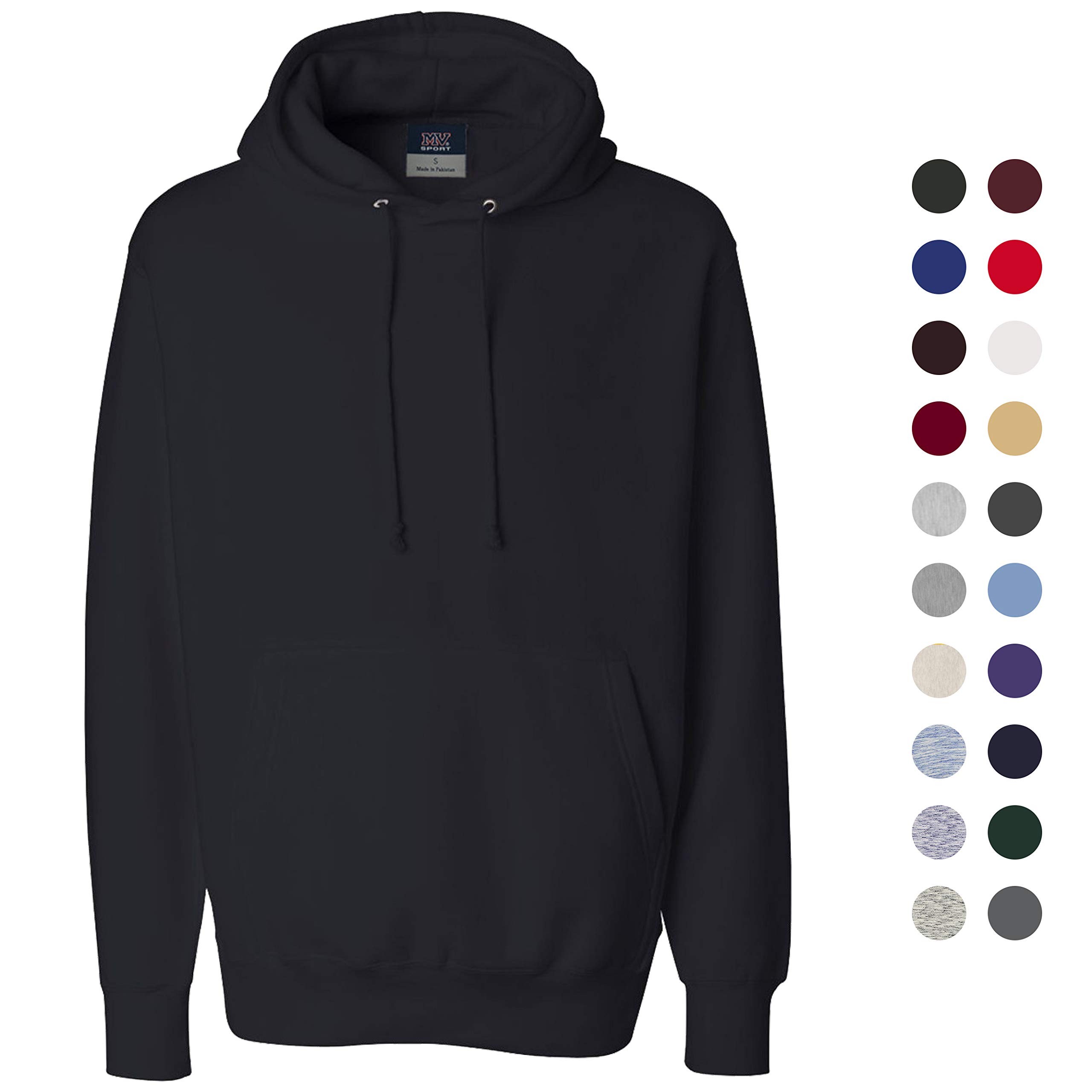 MV Sport Cool Fleece Hoodies for Men (Drawstring Hoodie Mens Sweatshirt) Mens Hoodies Pullover (Black, Large)