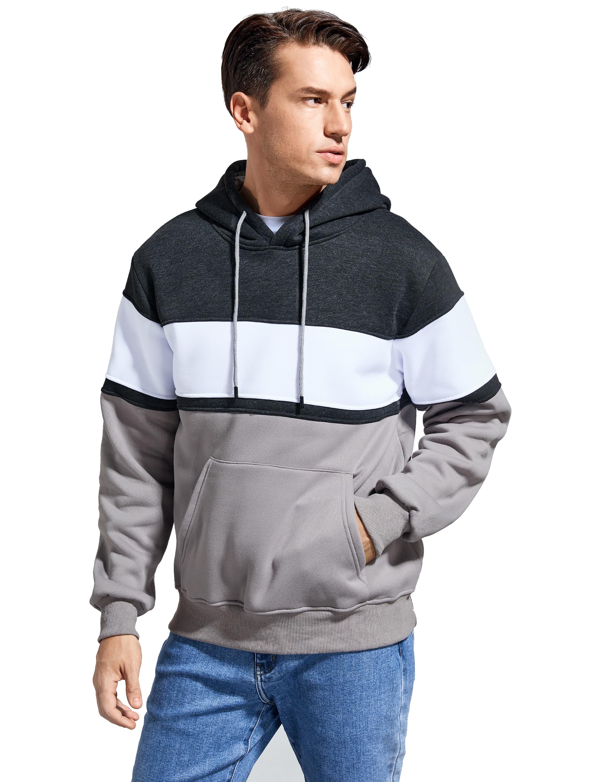 Lulucleaf Mens Hoodies Pullover Long Sleeve Casual Hoodie for Men Hooded Sweatershirt DimGrey Medium