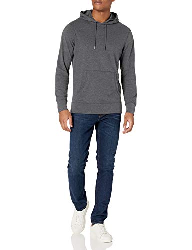 Amazon Essentials Men's Lightweight Jersey Pullover Hoodie, Charcoal Heather, Large