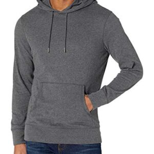 Amazon Essentials Men's Lightweight Jersey Pullover Hoodie, Charcoal Heather, Large