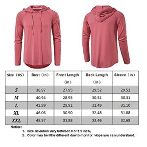 MUSE FATH Mens Lightweight Long Sleeve Active Baseball Hoodie Tee Shirts-Dark Grey-S