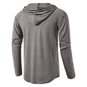 MUSE FATH Mens Lightweight Long Sleeve Active Baseball Hoodie Tee Shirts-Dark Grey-S