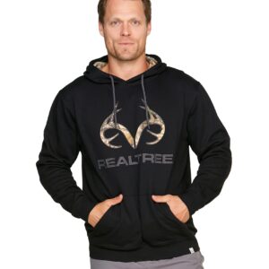 Colosseum Realtree Men's Edge Grizzly Fleece Pullover Hoodie (Black, Medium)