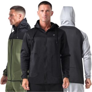 born tough gym workout hoodie for men, athletic track jacket, mens gym hoodie, black full zip-up hoodie running, bodybuilding