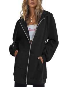 zeagoo women's longline hooded sweatshirt / hoodie tunic with fleece,black,x-large