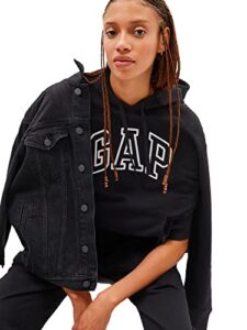 gap womens logo hoodie sweatshirt, true black v2, large us