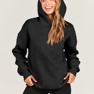 ANRABESS Womens Oversized Hoodies Fleece Pullover Sweatshirts Fall Casual Comfy Lightweight Hooded Clothes for Teen Girls Black A1023heise-S