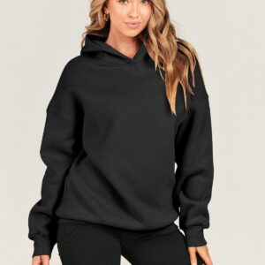 ANRABESS Womens Oversized Hoodies Fleece Pullover Sweatshirts Fall Casual Comfy Lightweight Hooded Clothes for Teen Girls Black A1023heise-S