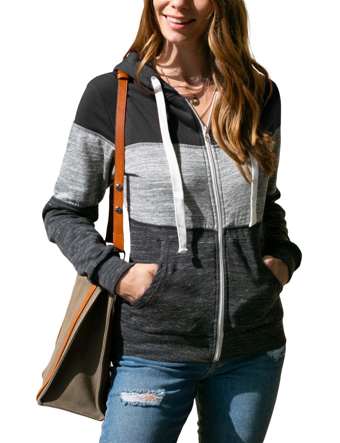 DOUBLJU Lightweight Thin Zip-Up Casual Hoodie Jackets for Womens with Plus Size