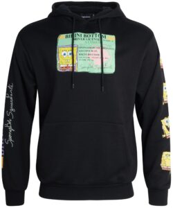 nickelodeon men’s spongebob and patrick fleece sweatshirt – men and women’s unisex pullover hoodie (size: s-xl), size large, spongebob black