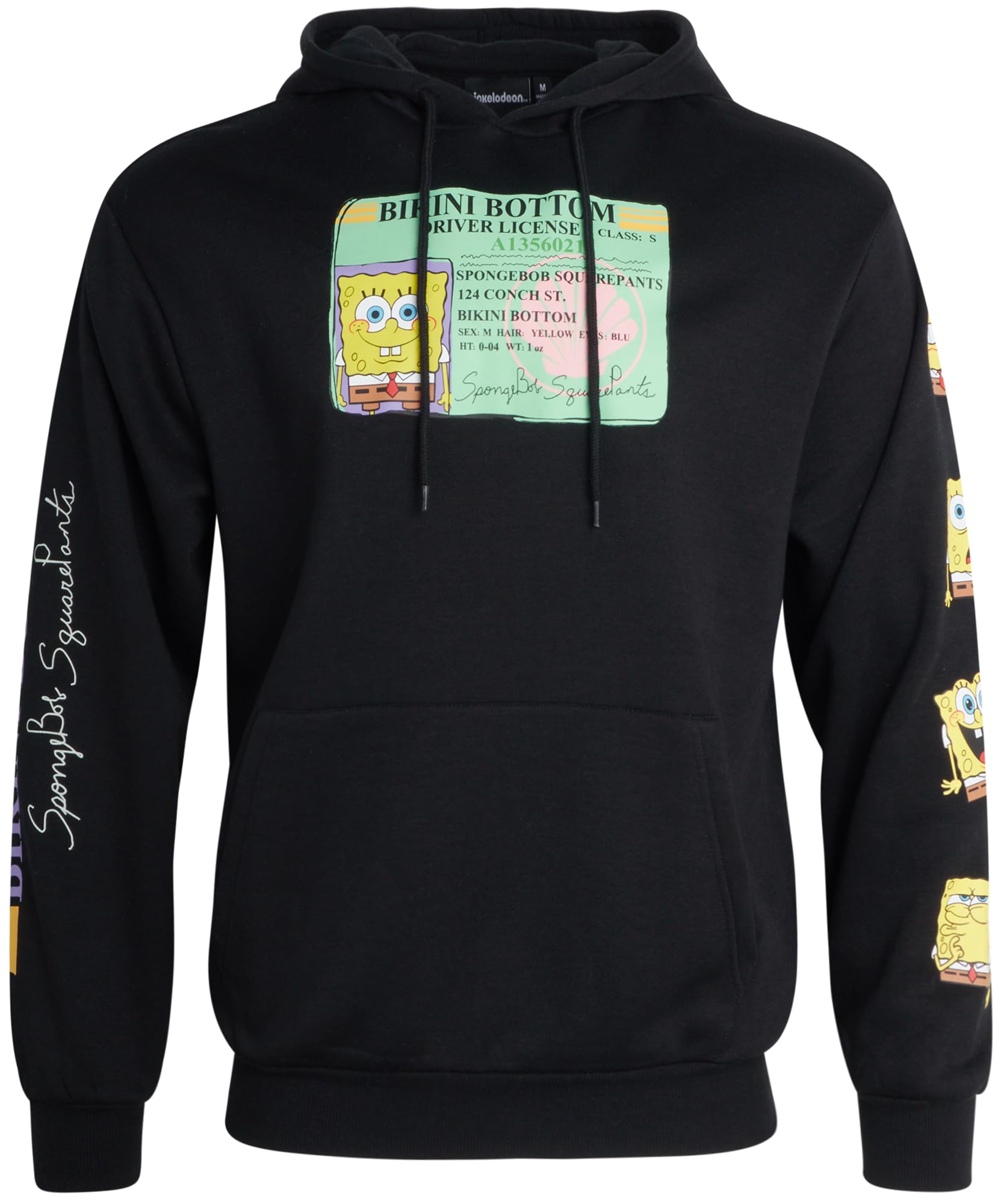 Nickelodeon Men’s SpongeBob and Patrick Fleece Sweatshirt – Men and Women’s Unisex Pullover Hoodie (Size: S-XL), Size Large, Spongebob Black