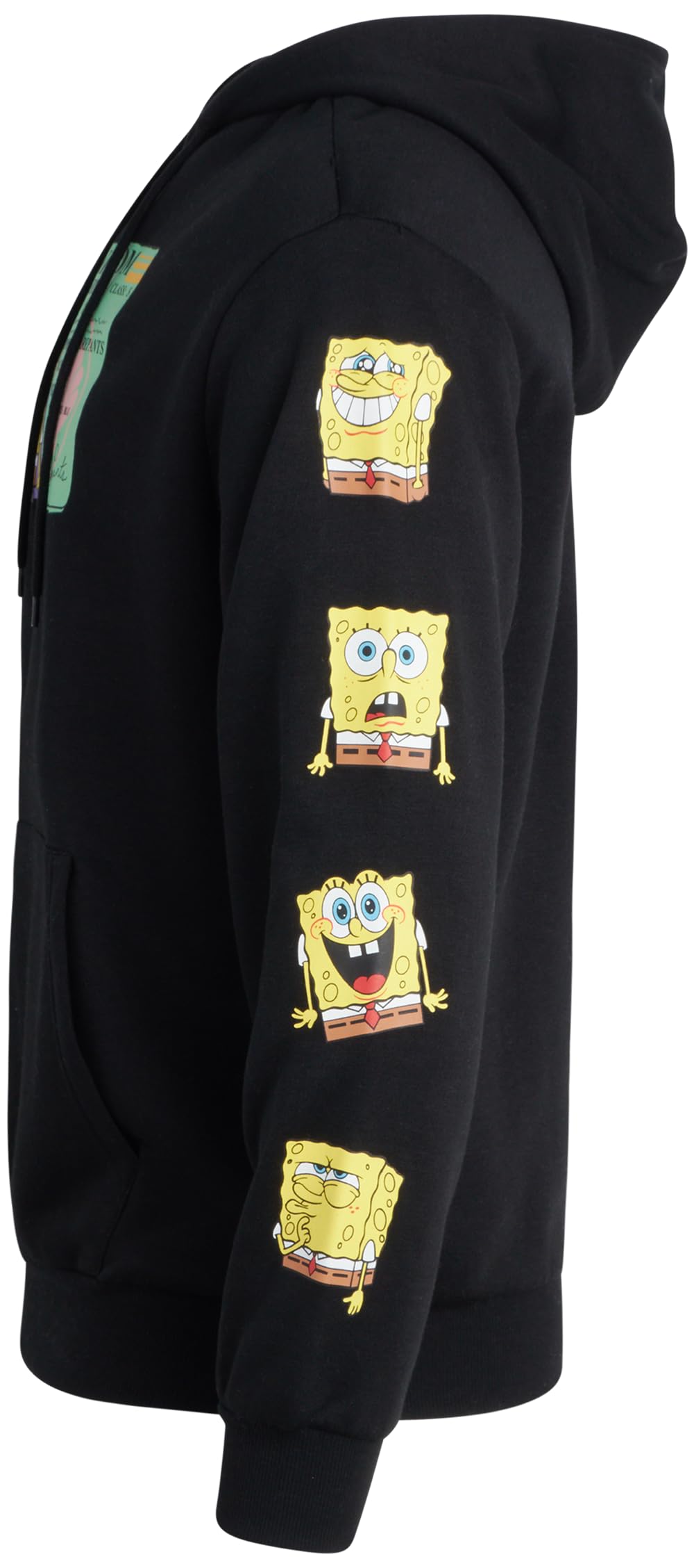 Nickelodeon Men’s SpongeBob and Patrick Fleece Sweatshirt – Men and Women’s Unisex Pullover Hoodie (Size: S-XL), Size Large, Spongebob Black