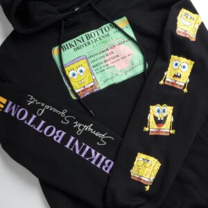 Nickelodeon Men’s SpongeBob and Patrick Fleece Sweatshirt – Men and Women’s Unisex Pullover Hoodie (Size: S-XL), Size Large, Spongebob Black