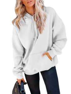 yuccalley women's long sleeve fashion pocket hoodies casual pullover tops (us, alpha, medium, regular, regular, white)