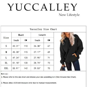 Yuccalley Women's Long Sleeve Fashion Pocket Hoodies Casual Pullover Tops (US, Alpha, Medium, Regular, Regular, White)