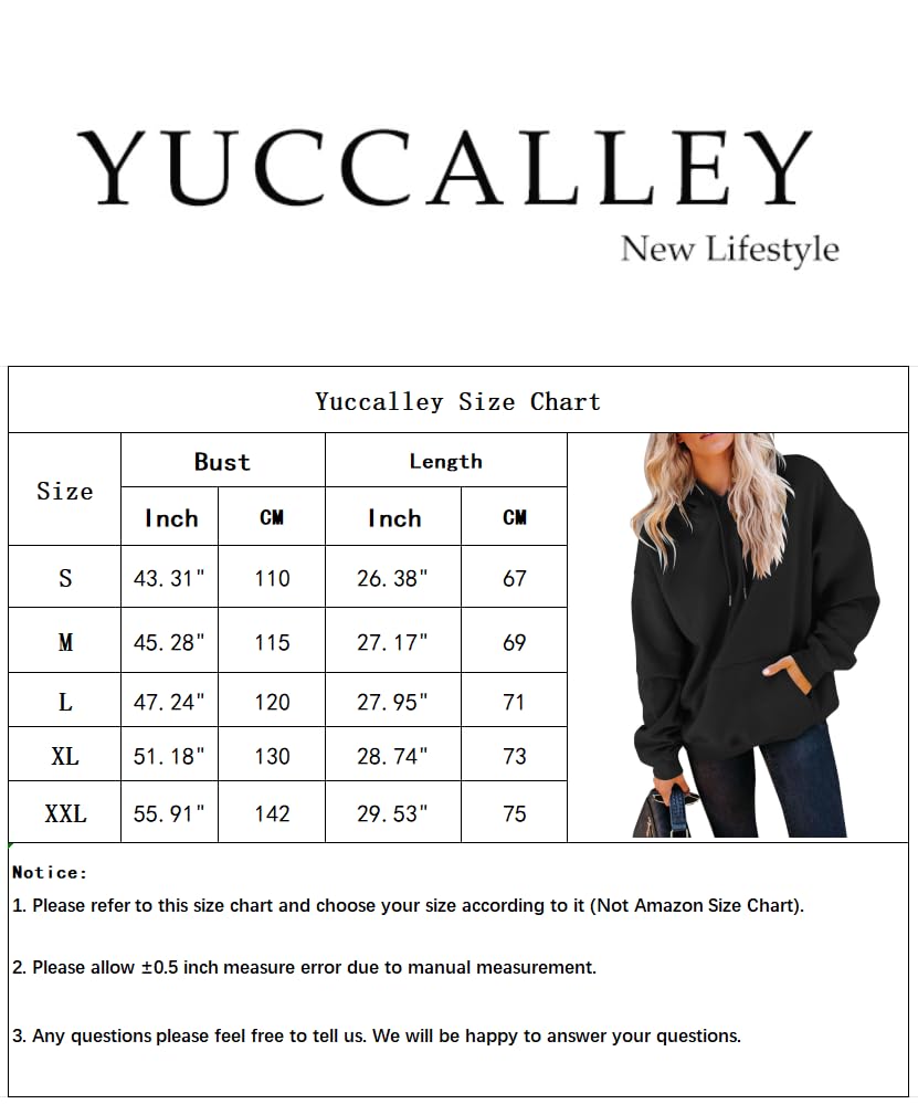 Yuccalley Women's Long Sleeve Fashion Pocket Hoodies Casual Pullover Tops (US, Alpha, Medium, Regular, Regular, White)