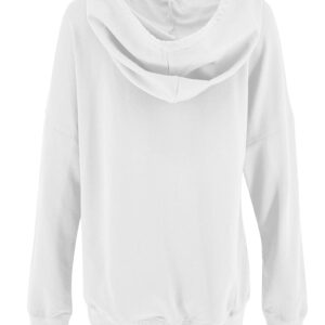 Yuccalley Women's Long Sleeve Fashion Pocket Hoodies Casual Pullover Tops (US, Alpha, Medium, Regular, Regular, White)