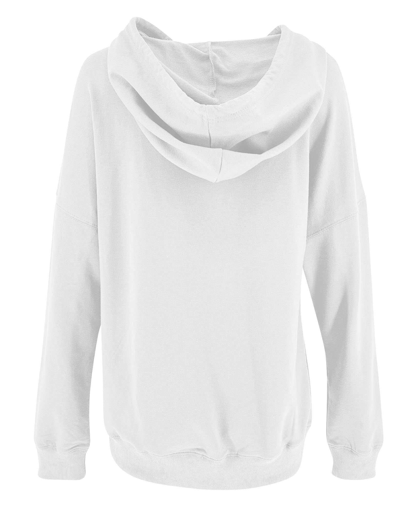 Yuccalley Women's Long Sleeve Fashion Pocket Hoodies Casual Pullover Tops (US, Alpha, Medium, Regular, Regular, White)