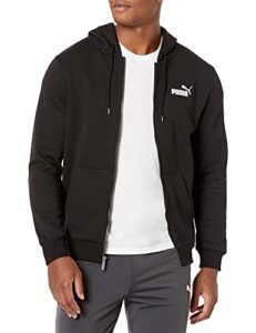 puma men's essentials full zip fleece hoodie, cotton black, xxl