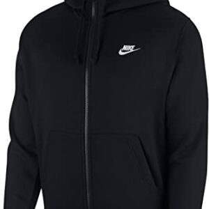 Nike Men's Sportswear Club Fleece Full Zip Hoodie, Fleece Zip-Up Hoodie Men, Black/Black/White, L-T