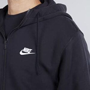 Nike Men's Sportswear Club Fleece Full Zip Hoodie, Fleece Zip-Up Hoodie Men, Black/Black/White, L-T