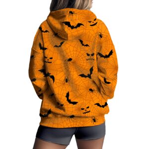 ADDARTS Cute Sweatshirts for Women Spider Bats 3D Printed Zip Up Hoodie Fall Jacket Funny Casual Drawstring Outfit L