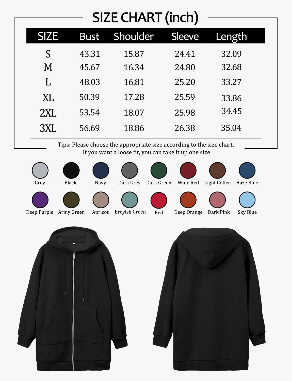 StunShow Womens Hoodies Black Zip Up Hoodie Women Y2k Oversized Casual Sweatshirts for Teen Girls 2023 Fall Jacket With Pocket Black M