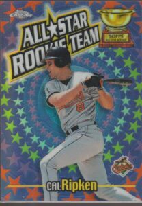 2000 topps chrome cal ripken jr. orioles all star rookie team refractor insert baseball card #rt4