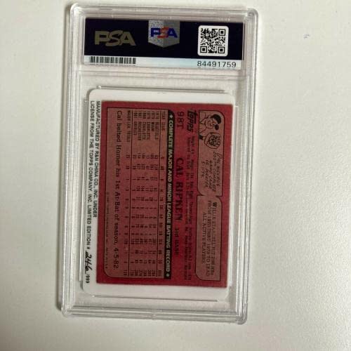 1982 Topps Traded Cal Ripken Jr RC Rookie Signed Porcelain Baseball Card PSA DNA - Baseball Slabbed Autographed Cards