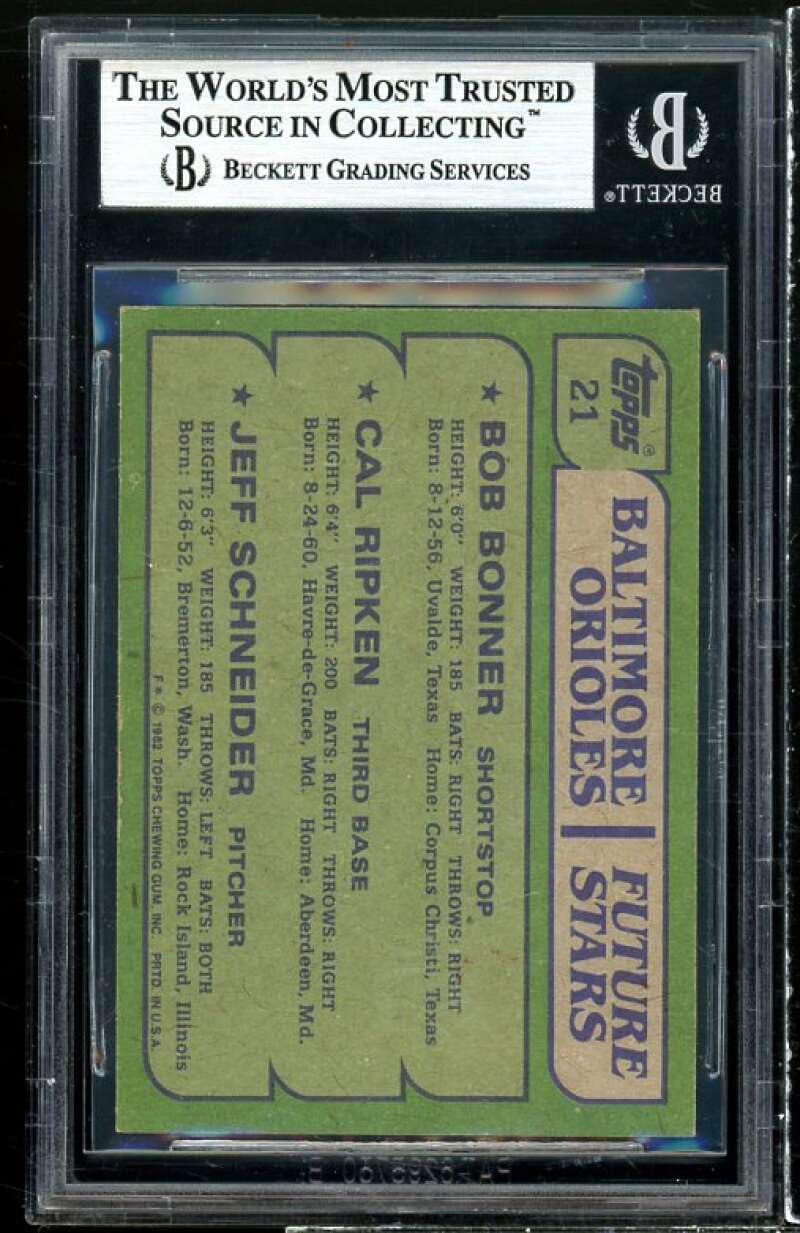 Cal Ripken Jr Rookie Card 1982 Topps #21 BGS Authentic Autograph